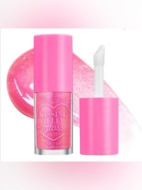 TOO FACED KISSING LIP GLOSS/LIP OIL IN BUBBLE GUM, current on website $22 retail
